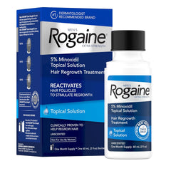 Men’s Rogaine Extra Strength 5% Minoxidil Topical Solution – Hair Regrowth Treatment (Unscented, 60mL)