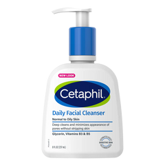 Cetaphil Daily Facial Cleanser bottle with pump on a white background