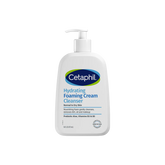 Cetaphil hydrating foaming cream cleanser bottle on a white background