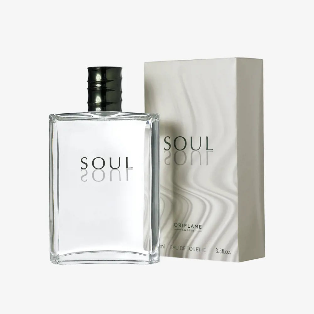 Oriflame Soul perfume bottle and packaging on a white background