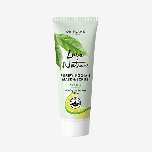 Oriflame Love Nature Purifying 2in1 Mask Scrub with Organic Tea Tree and Lime 75 ML