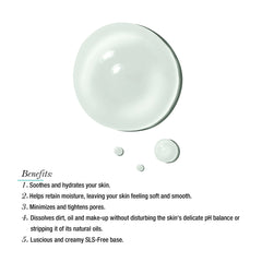 White bubbles on a white background with text listing benefits.