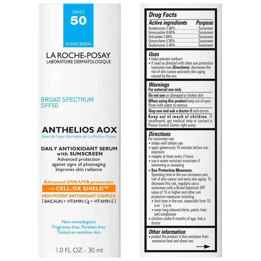 La Roche-Posay Anthelios AOX Daily Antioxidant Serum with SPF 50 Sunscreen, 1.0 Fl. Oz