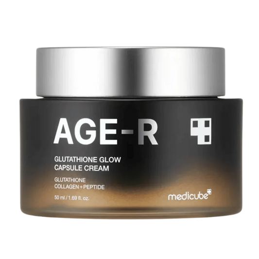 Jar of AGE-R Glutathione Glow Capsule Cream by Medicube on a white background