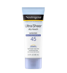 Neutrogena Ultra Sheer dry-touch sunscreen tube on a white background