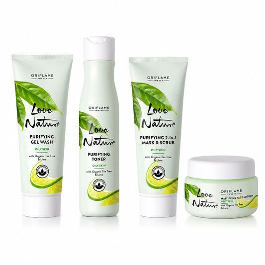Oriflame Love Nature Purifying Tea Tree Lime 4 Piece Skincare Set