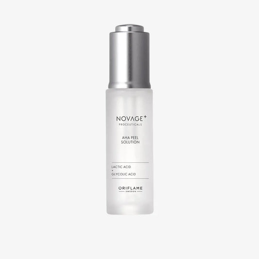 Skincare bottle labeled 'Novage' on a white background