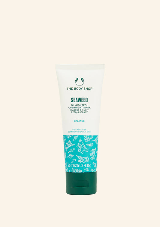 Seaweed oil-control overnight mask by The Body Shop on a white background