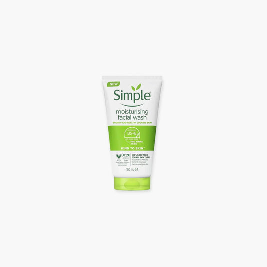 Simple brand moisturizing facial wash tube on a white background