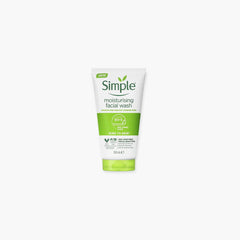 Simple brand moisturizing facial wash tube on a white background