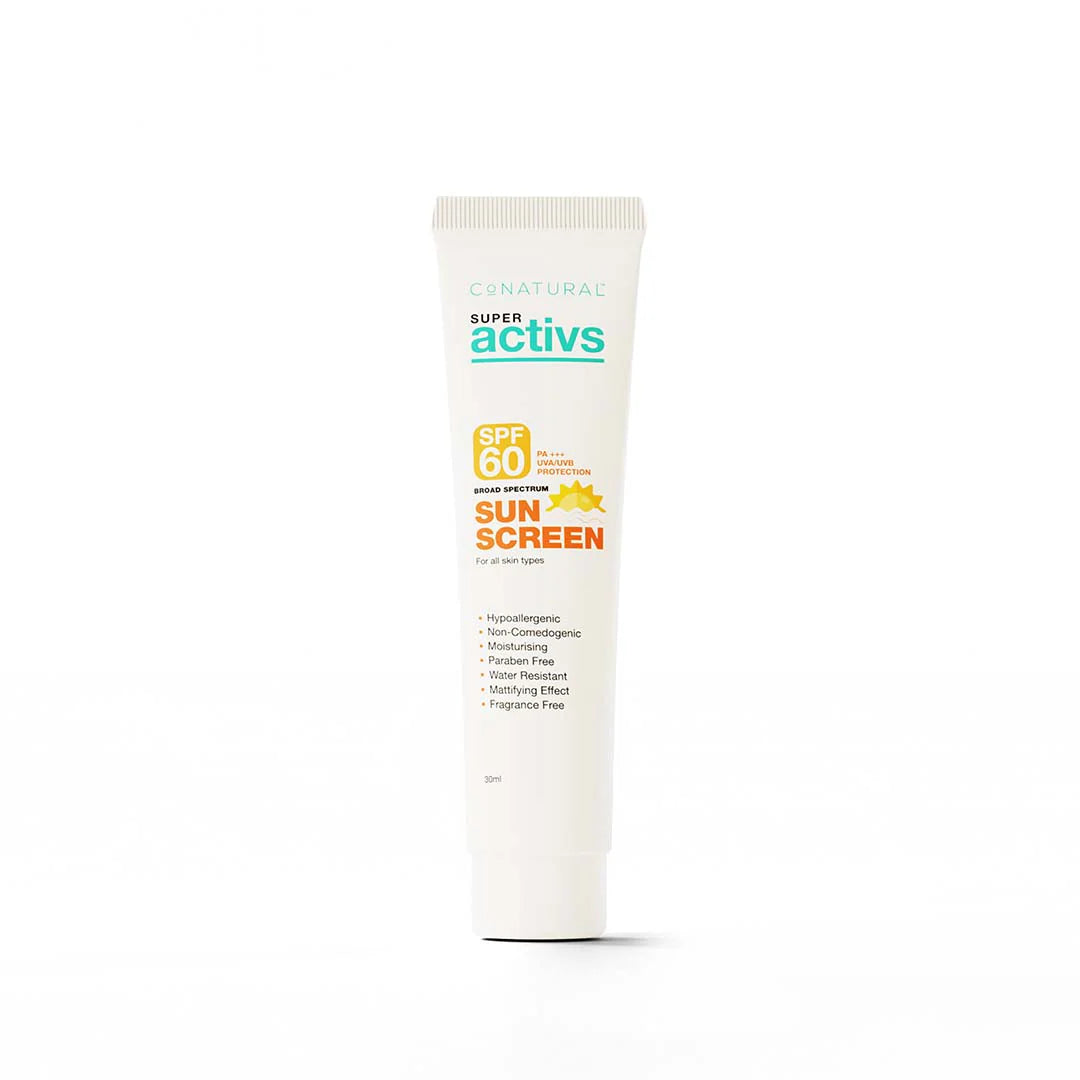 Super Actives sunscreen tube on a white background