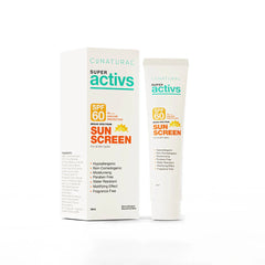Super Actives sunscreen packaging on a white background