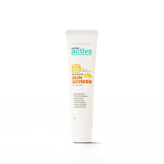 Super Actives sunscreen tube on a white background