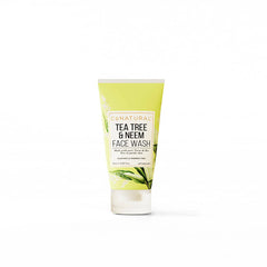 Tube of tea tree and neem face wash on a white background