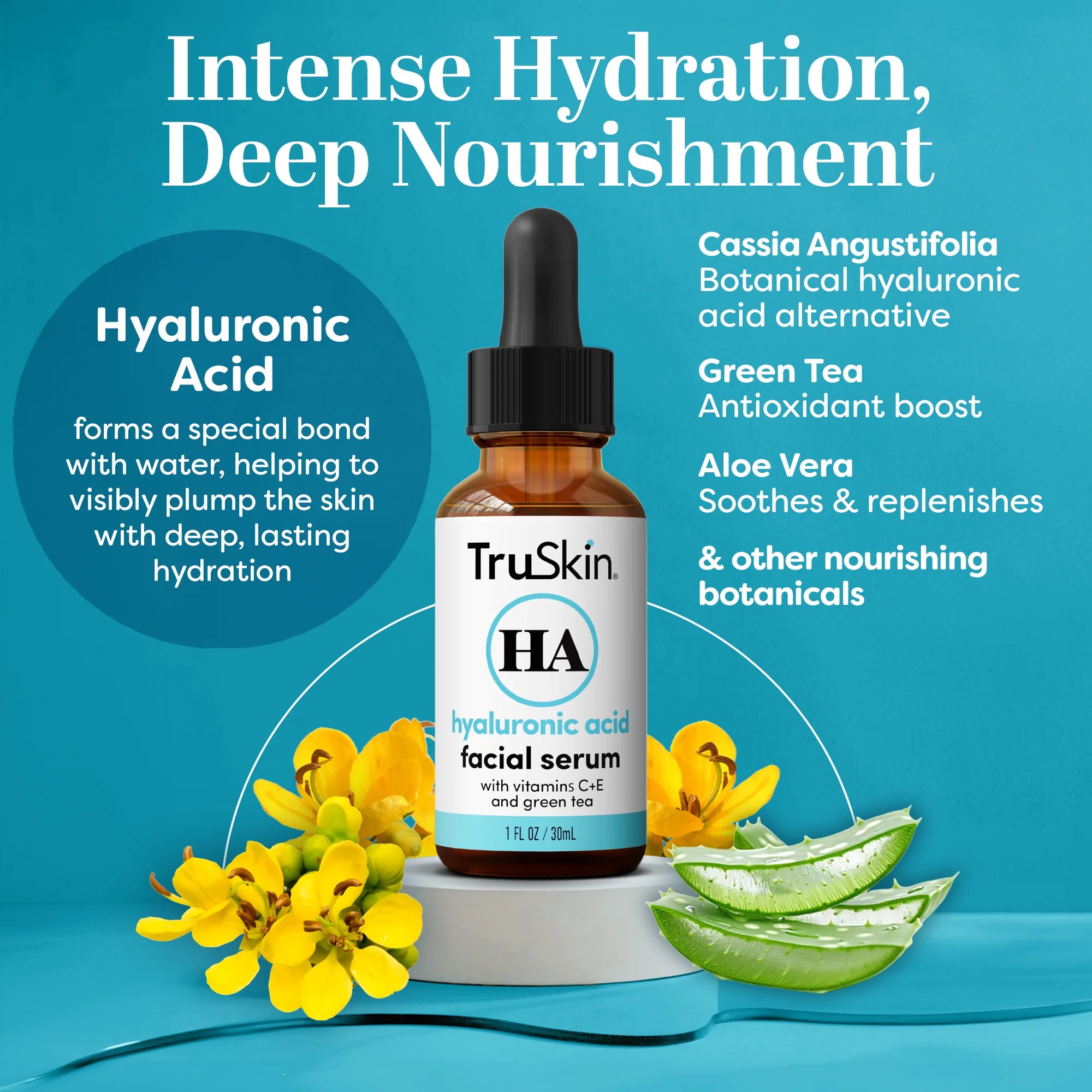 TruSkin HA Hyaluronic Acid Facial Serum with Vitamins C And E 30 ml