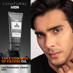 CoNatural Men Oil Control Face Wash with Activated Charcoal For Oily & Acne-Prone Skin 60 ML