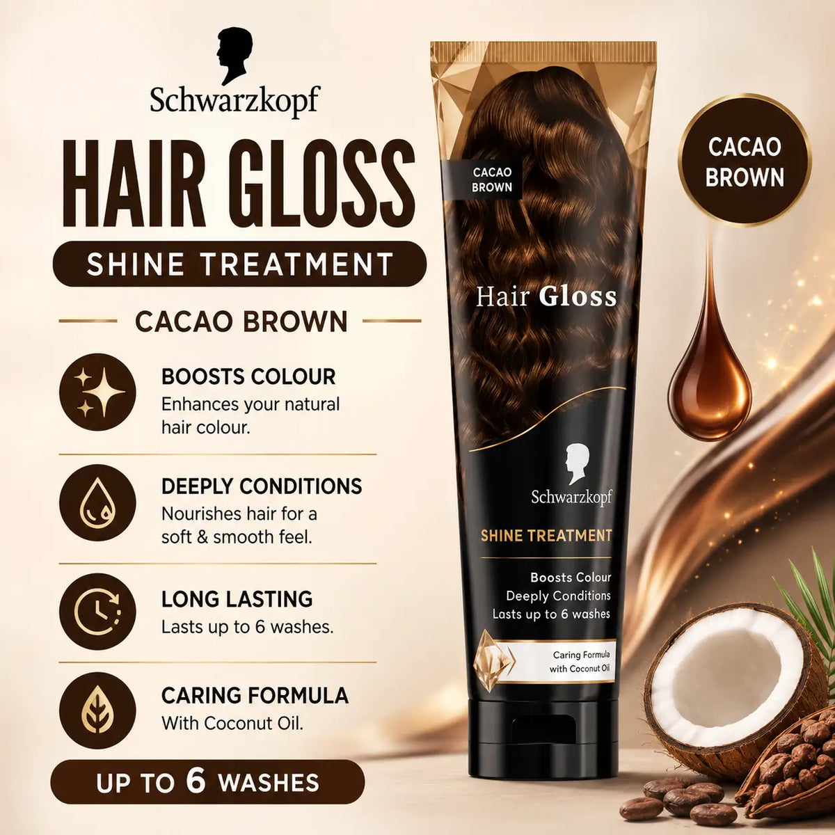 Schwarzkopf Hair Gloss Shine Treatment Cacao Brown 150ml