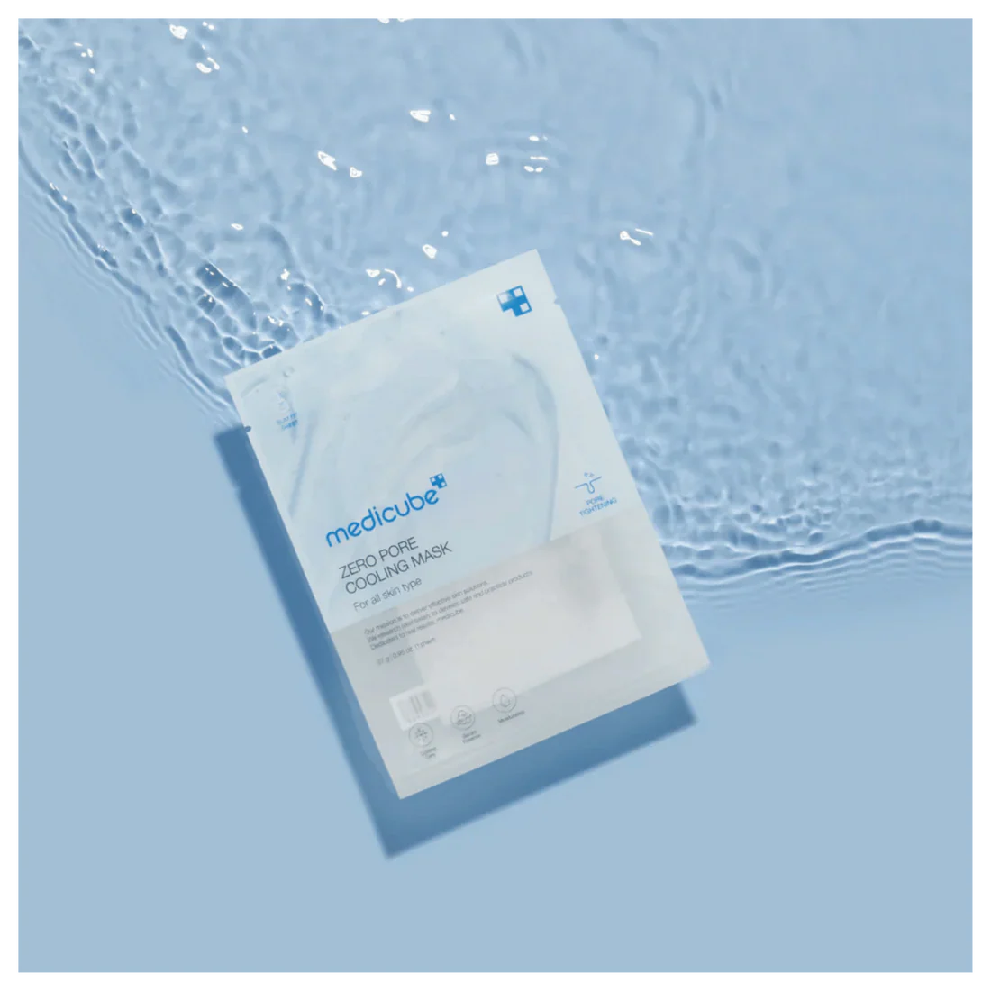 MediCube zero pore cooling mask packaging on water