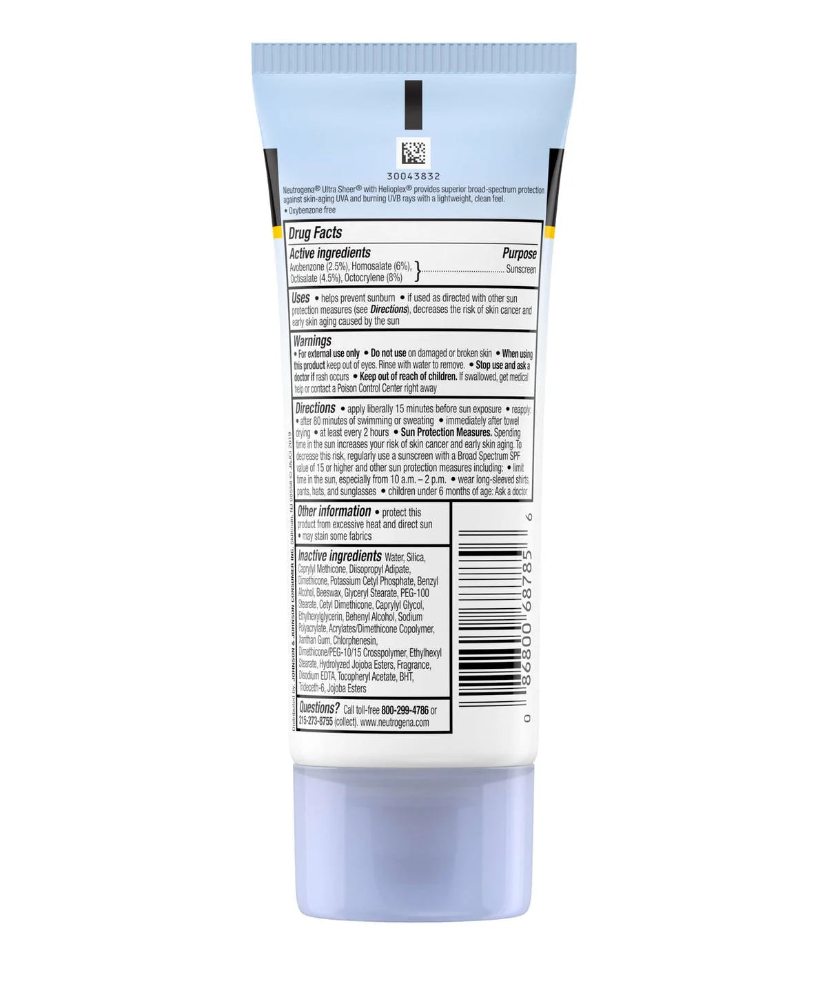 Back label of a skincare product on a white background
