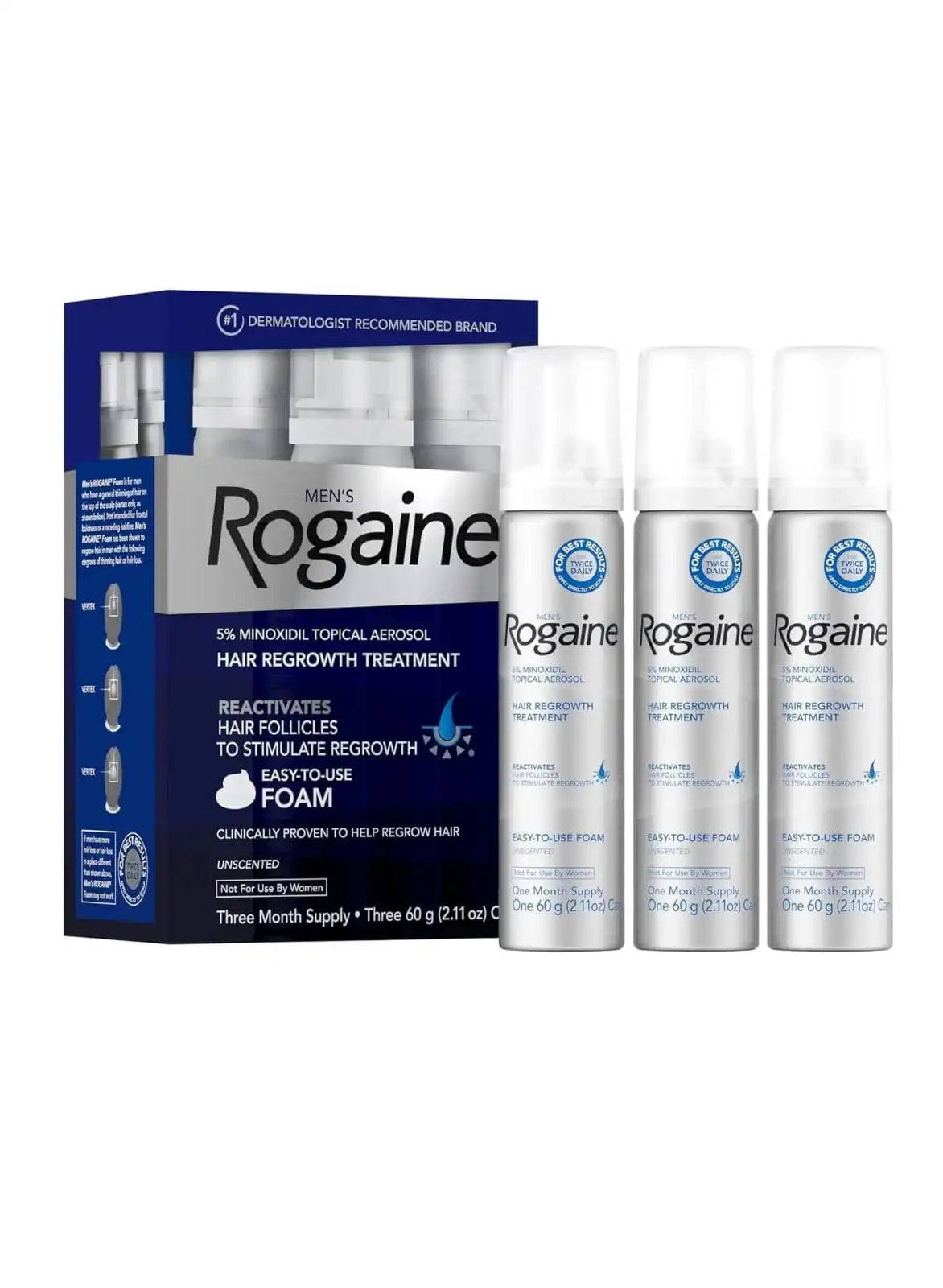 Rogaine 5% Minoxidil Foam for Hair Loss and Hair Regrowth Topical Treatment 3 Month Supply