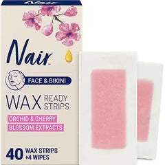 Nair Face & Bikini Wax Ready Strips Orchid & Cherry Blossom 40 Strips