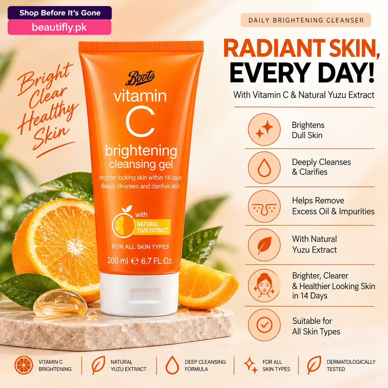 Boots Vitamin C Brightening Cleansing Gel 200ml