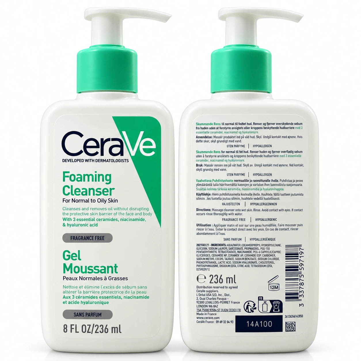 CeraVe Foaming Cleanser for Normal to Oily Skin 236ml