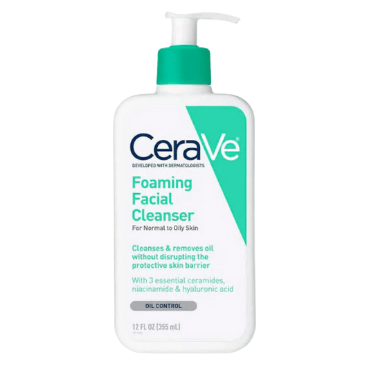 CeraVe foaming facial cleanser bottle on a white background