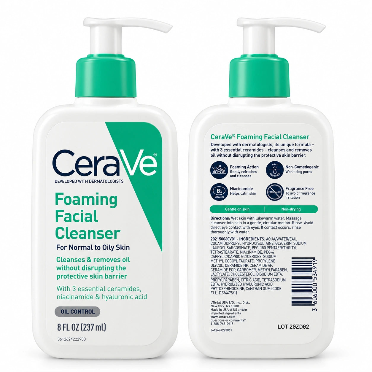 CeraVe Foaming Facial Cleanser for Normal to Oily Skin 237ml