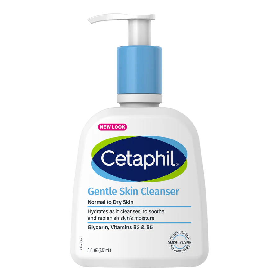 Cetaphil Gentle Skin Cleanser bottle with pump on a white background