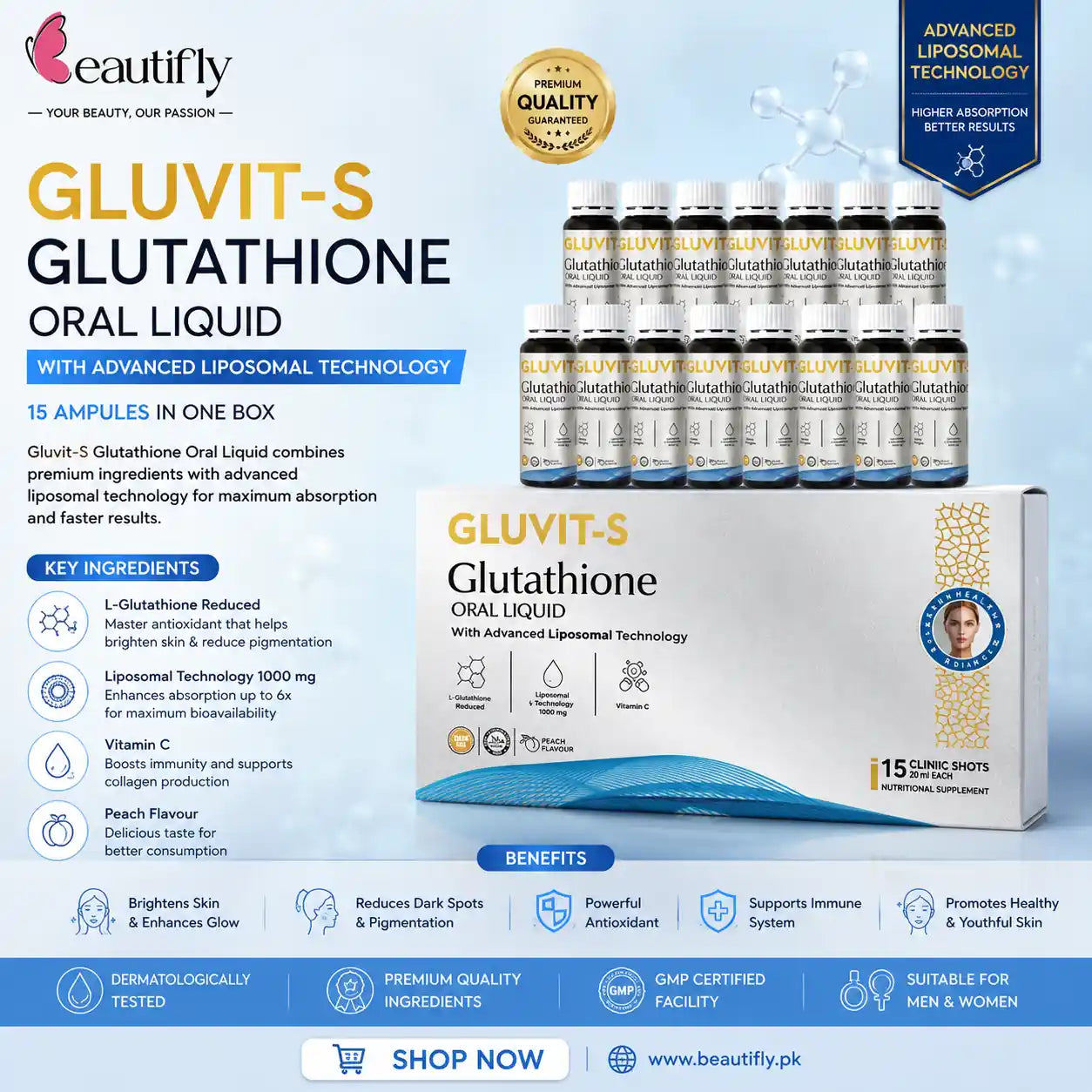 Gluvit-S Glutathione Oral Liquid 15 Shots x 20ml