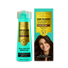 Hair coloring shampoo with packaging on a white background