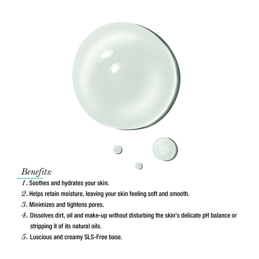 White bubbles on a white background with text listing benefits.