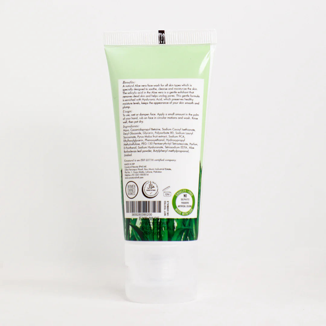 Green skincare product packaging with text and branding on a white background