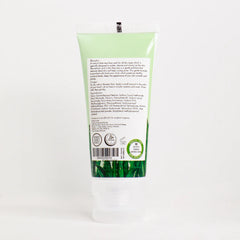 Green skincare product packaging with text and branding on a white background
