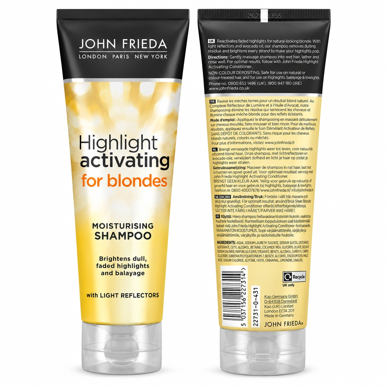 John Frieda Highlight Activating Moisturising Shampoo for Blondes 250ml