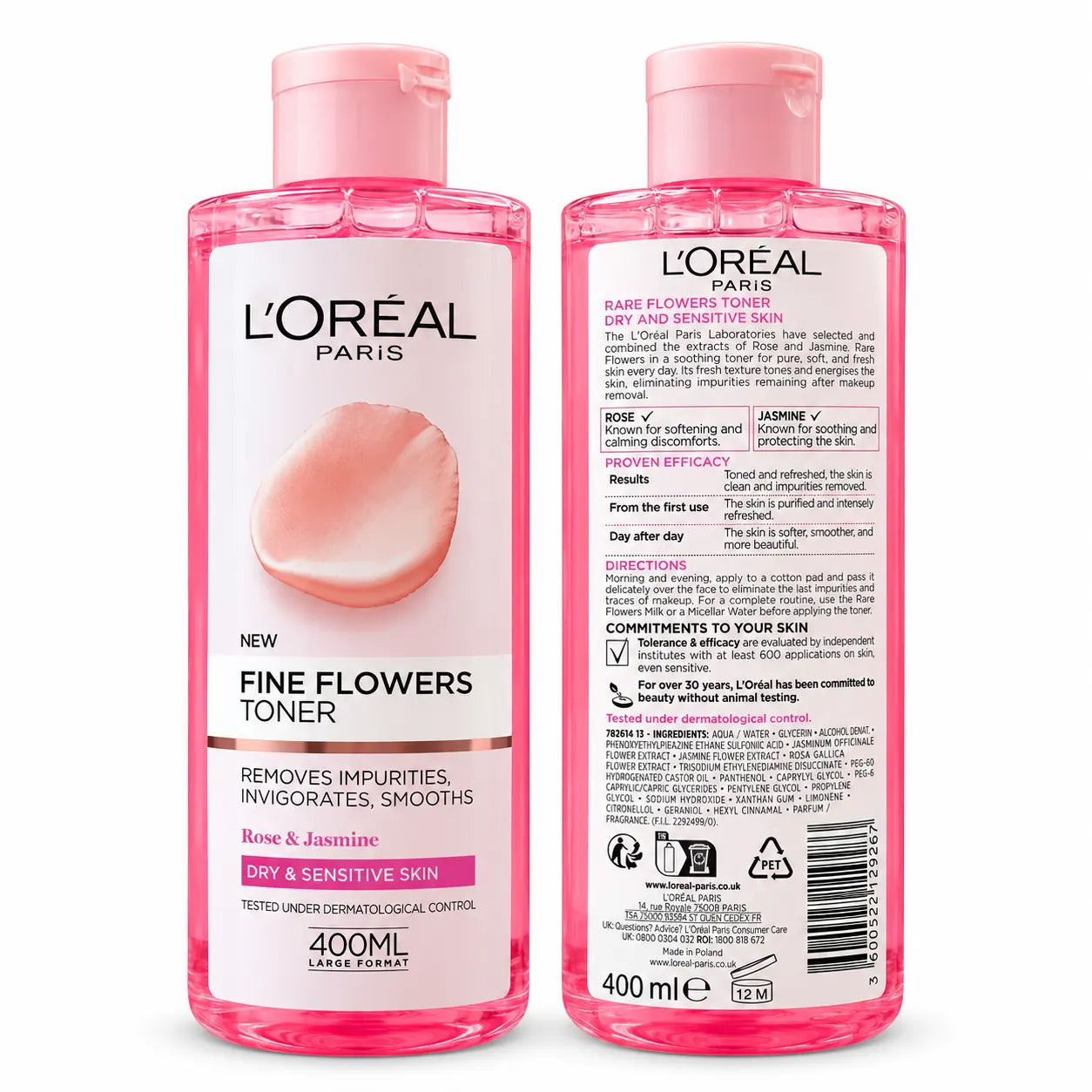L’Oréal Paris Fine Flowers Toner Rose & Jasmine 400ml