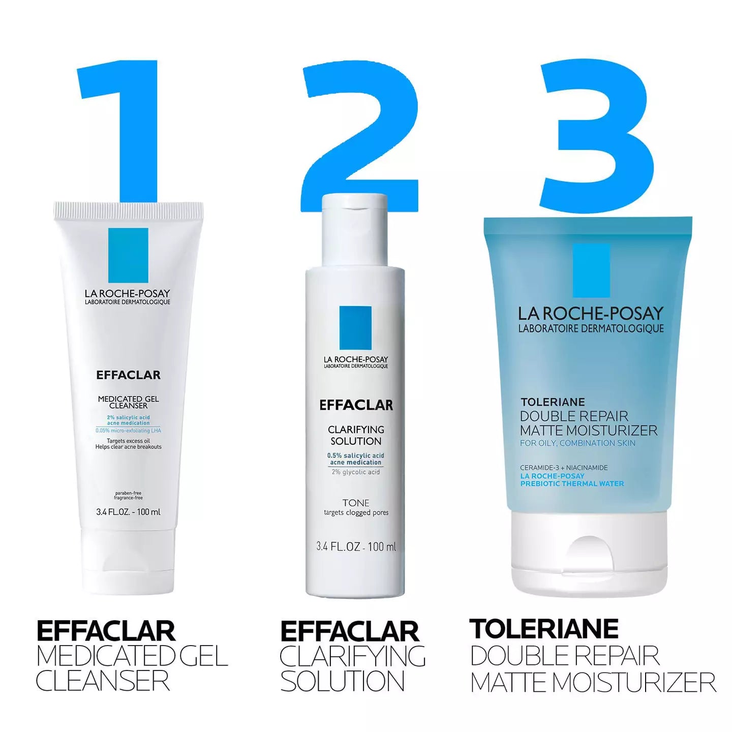 La Roche-Posay Effaclar Daily Acne Essentials Kit 3-Step 100ml Each