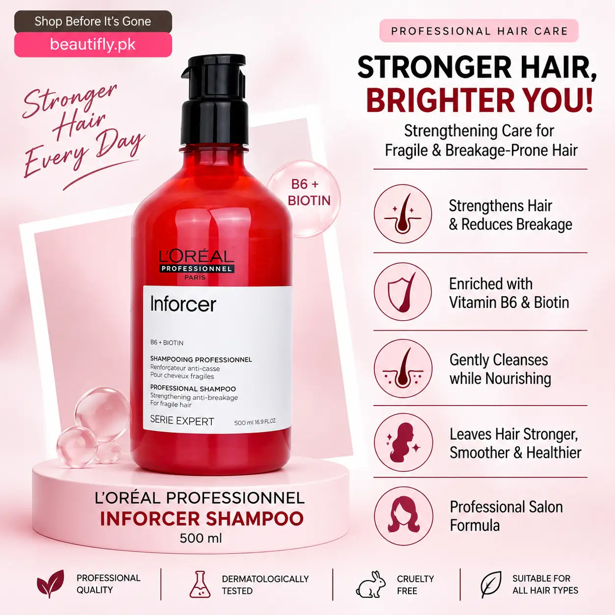Loreal Professionnel Inforcer B6 Plus Biotin Strengthening Anti-Breakage Shampoo 500ml