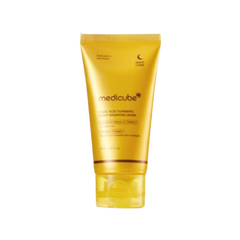 Yellow tube of Medicube product on a white background