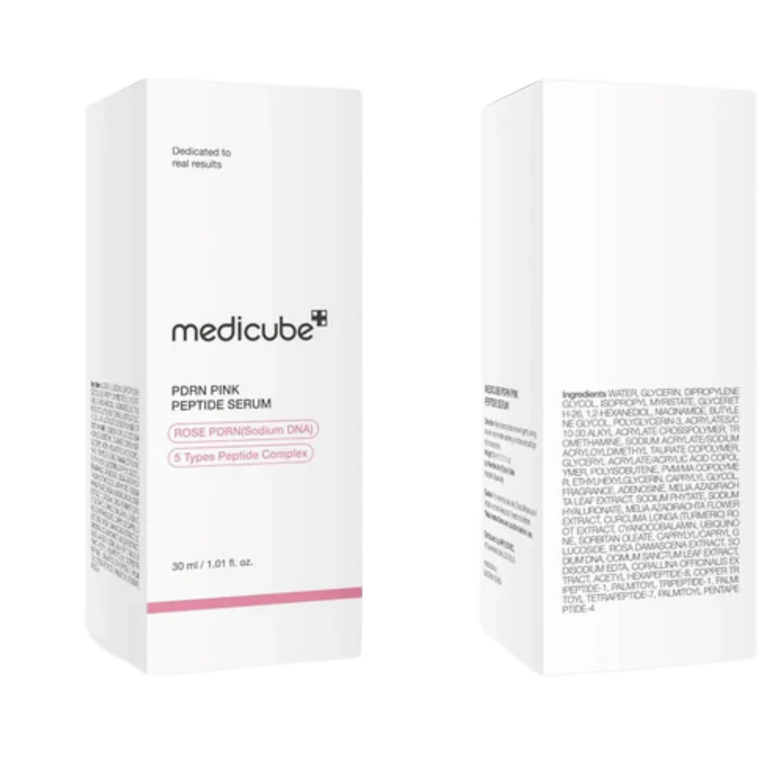 Medicube pink peptide serum packaging on a white background