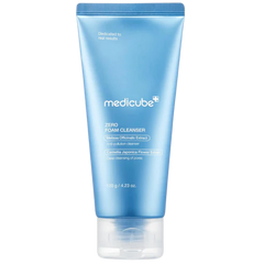 Blue tube of Medicube Zero Foam Cleanser on a white background