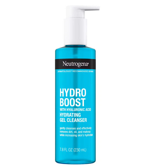 Neutrogena Hydro Boost gel cleanser bottle on a white background