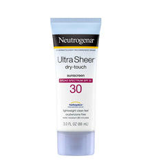 Neutrogena Ultra Sheer dry-touch sunscreen tube on a white background