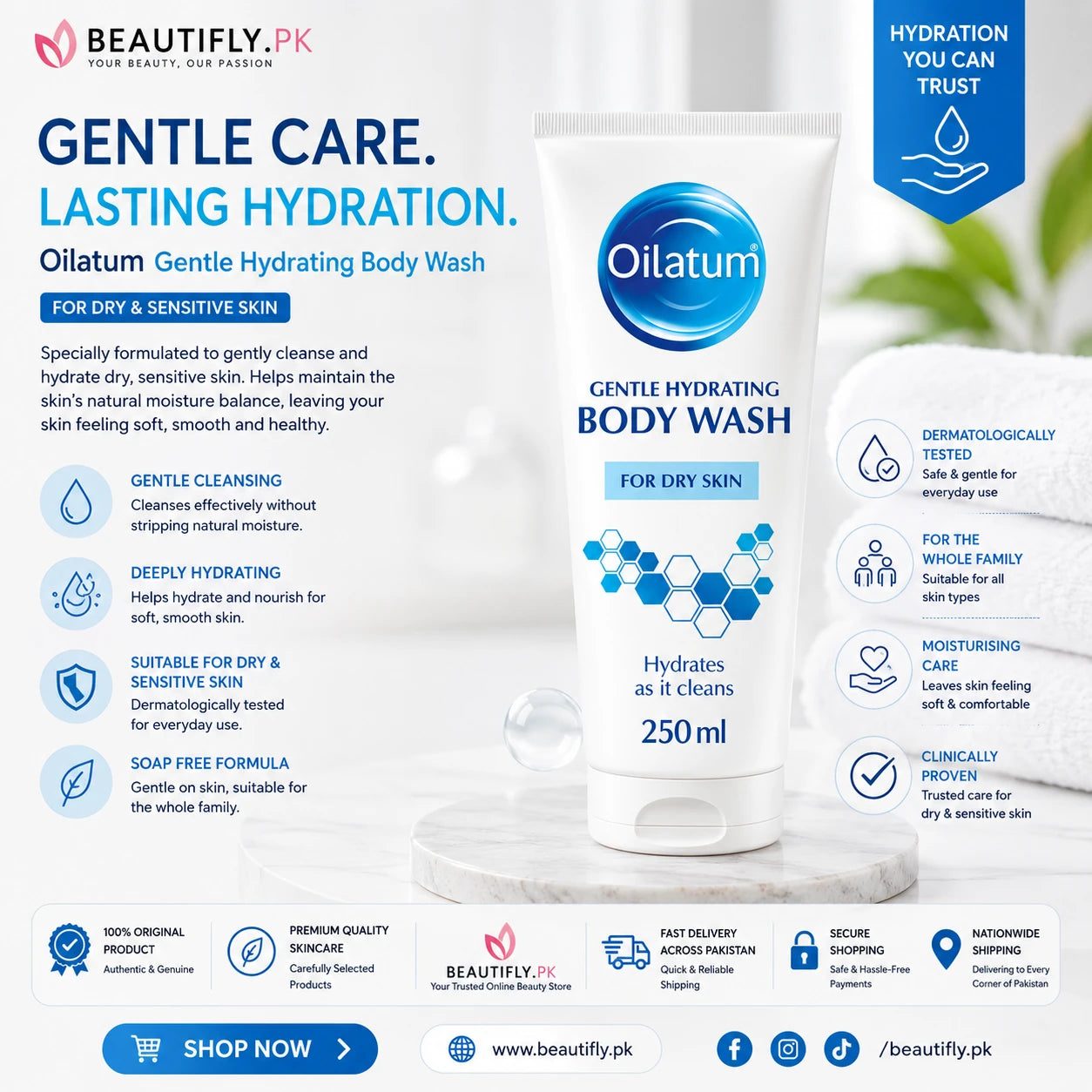 Oilatum Gentle Hydrating Body Wash for Dry Skin 250 ml