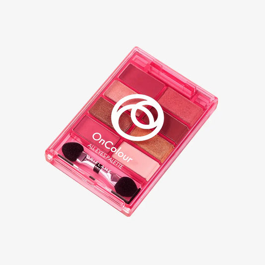 Makeup palette with 'OnColour' branding on a white background
