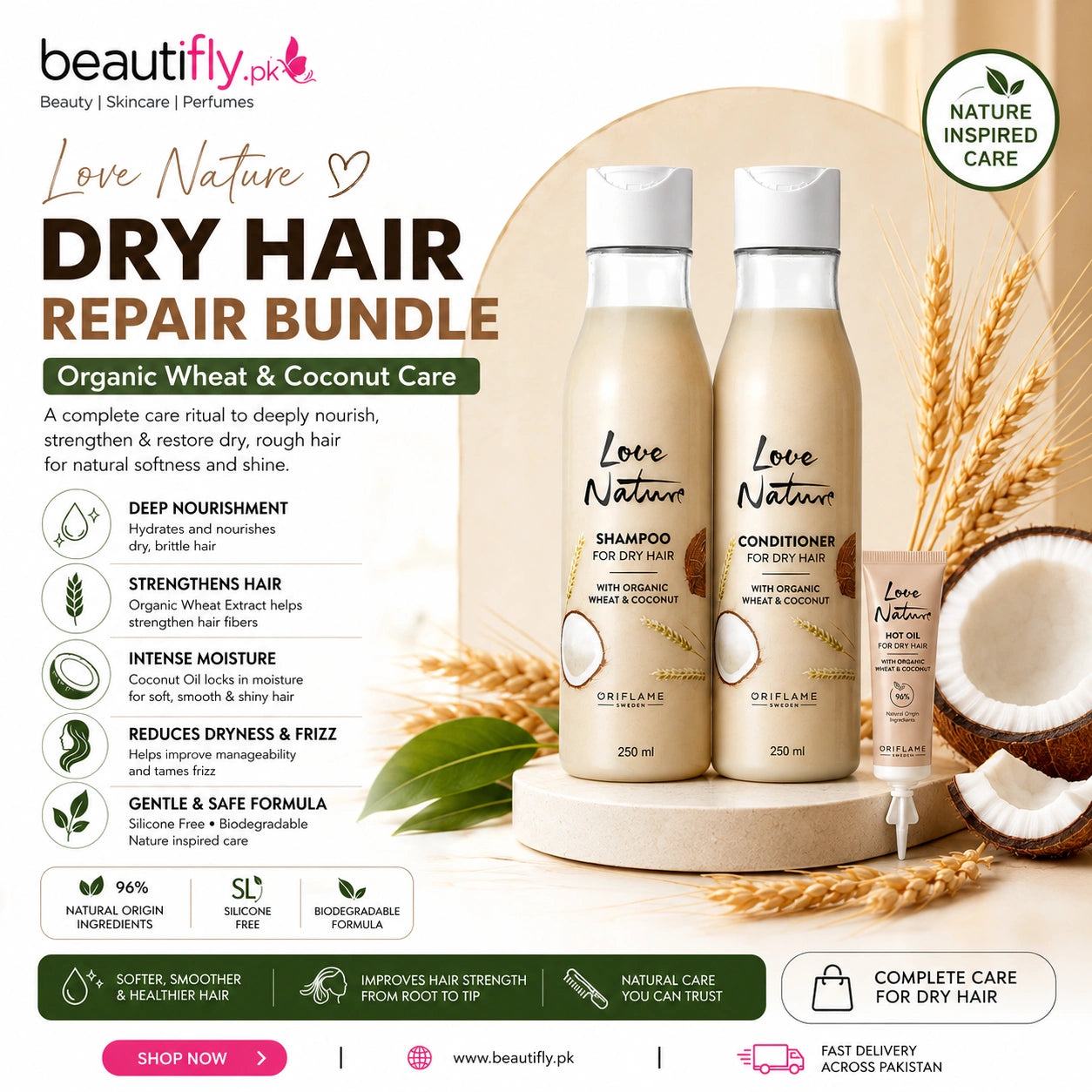Oriflame Love Nature Dry Hair Repair Bundle