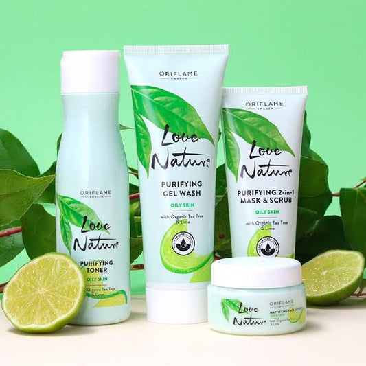 Oriflame Love Nature Purifying Tea Tree Lime 4 Piece Skincare Set