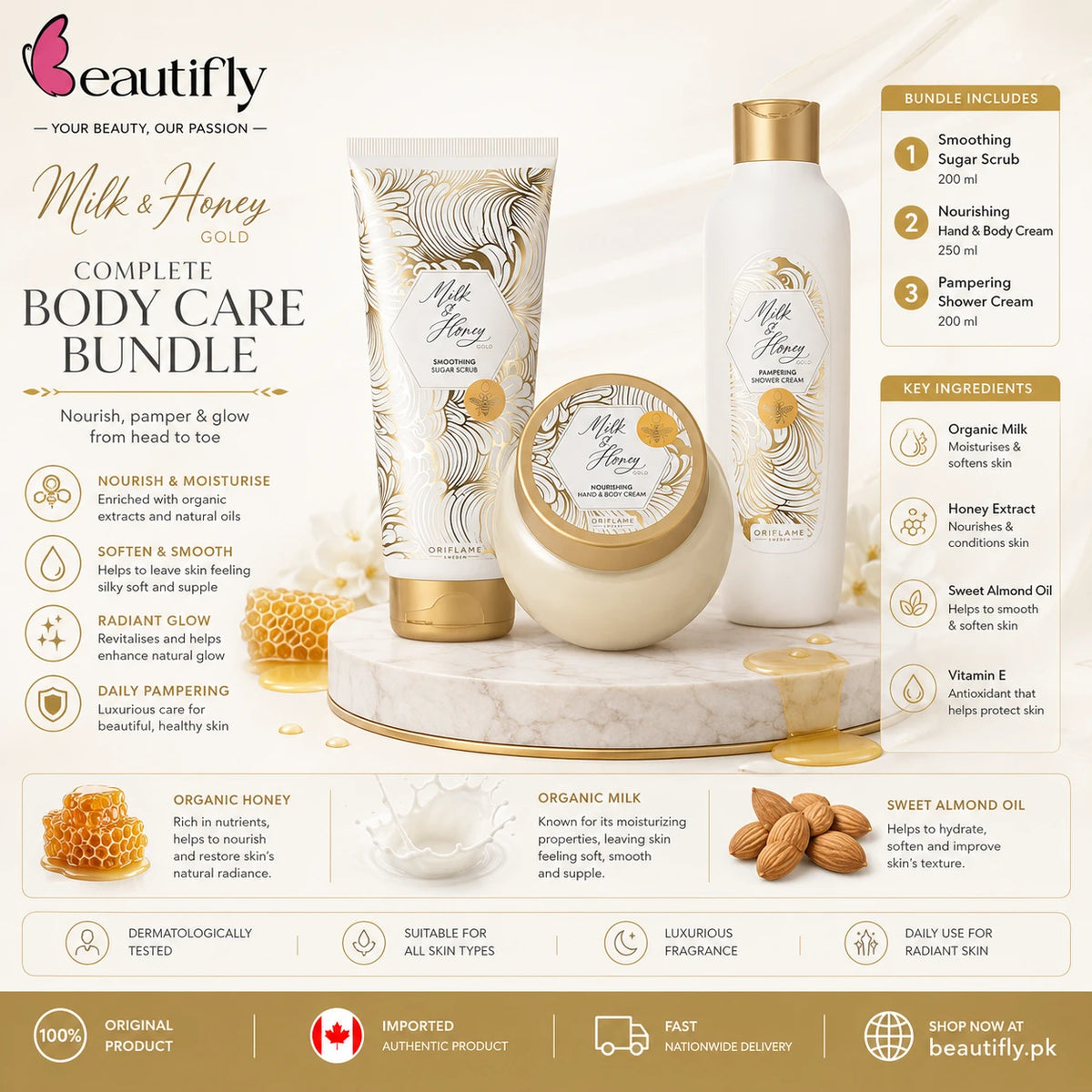 Oriflame Milk And Honey Gold Complete Body Care Bundle