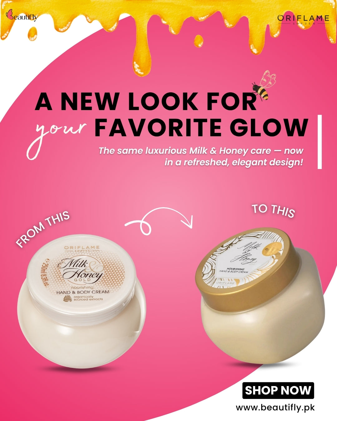 Oriflame Milk and Honey Gold Nourishing Hand and Body Cream 250ML